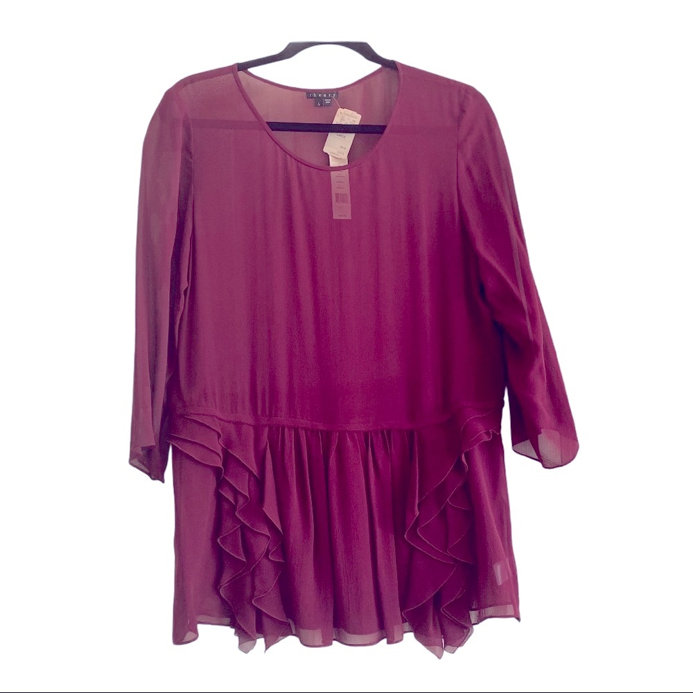 Theory Boho Chic Top/ tunic in burgundy georgette - NWT